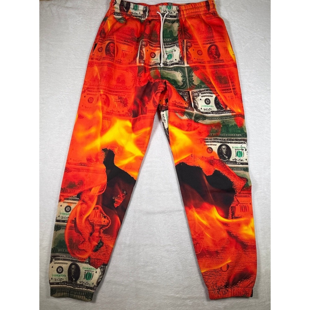 Denim Tears BURN IT Sweatpant Multi Orange Red FW24BAS0531 Mens XL NEW